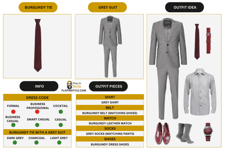 burgundy suit grey tie