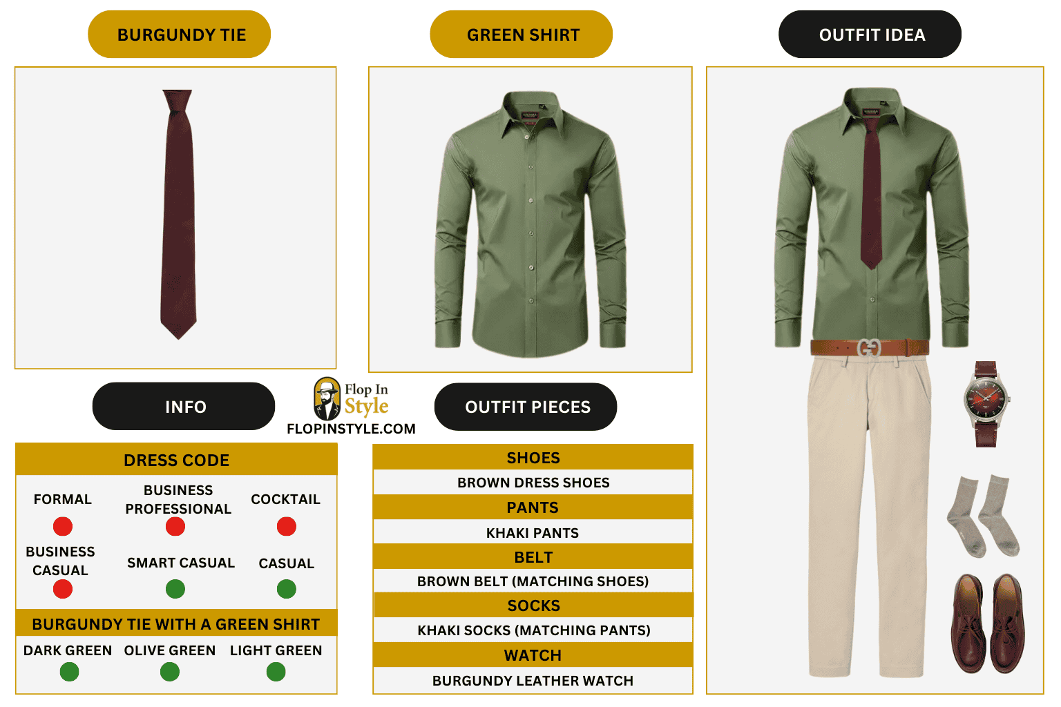 matching tie with green coat pant