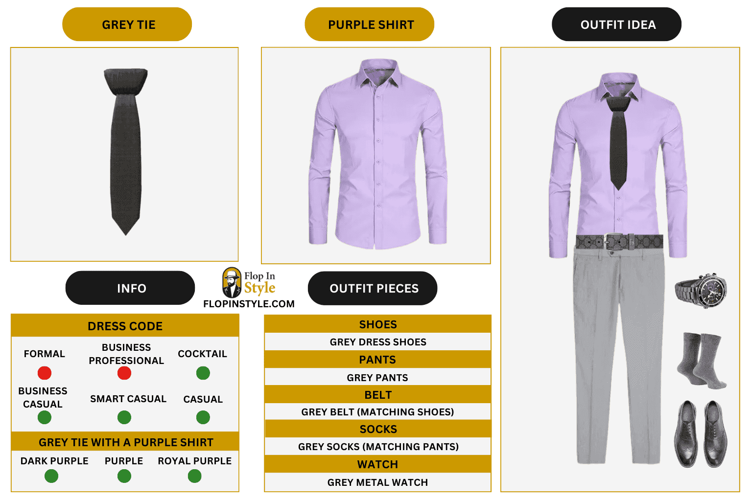 light purple shirt what color tie