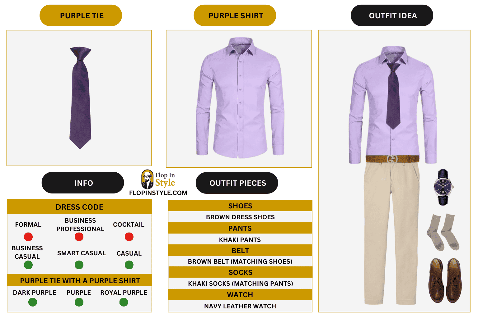 light purple shirt what color tie