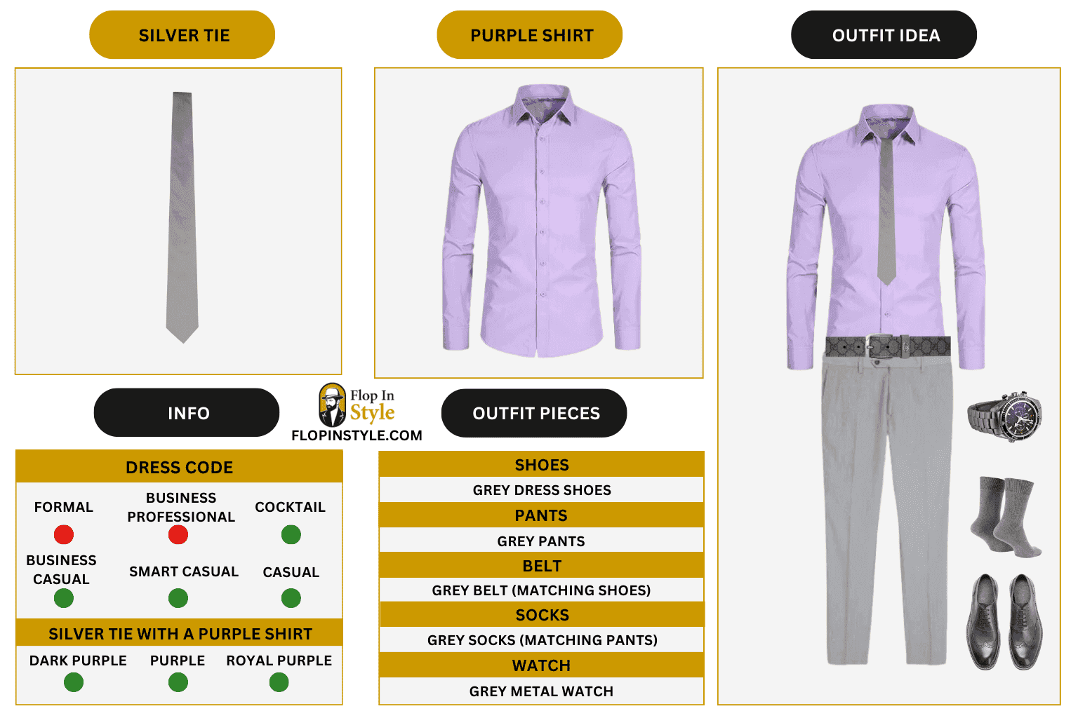 light purple shirt what color tie